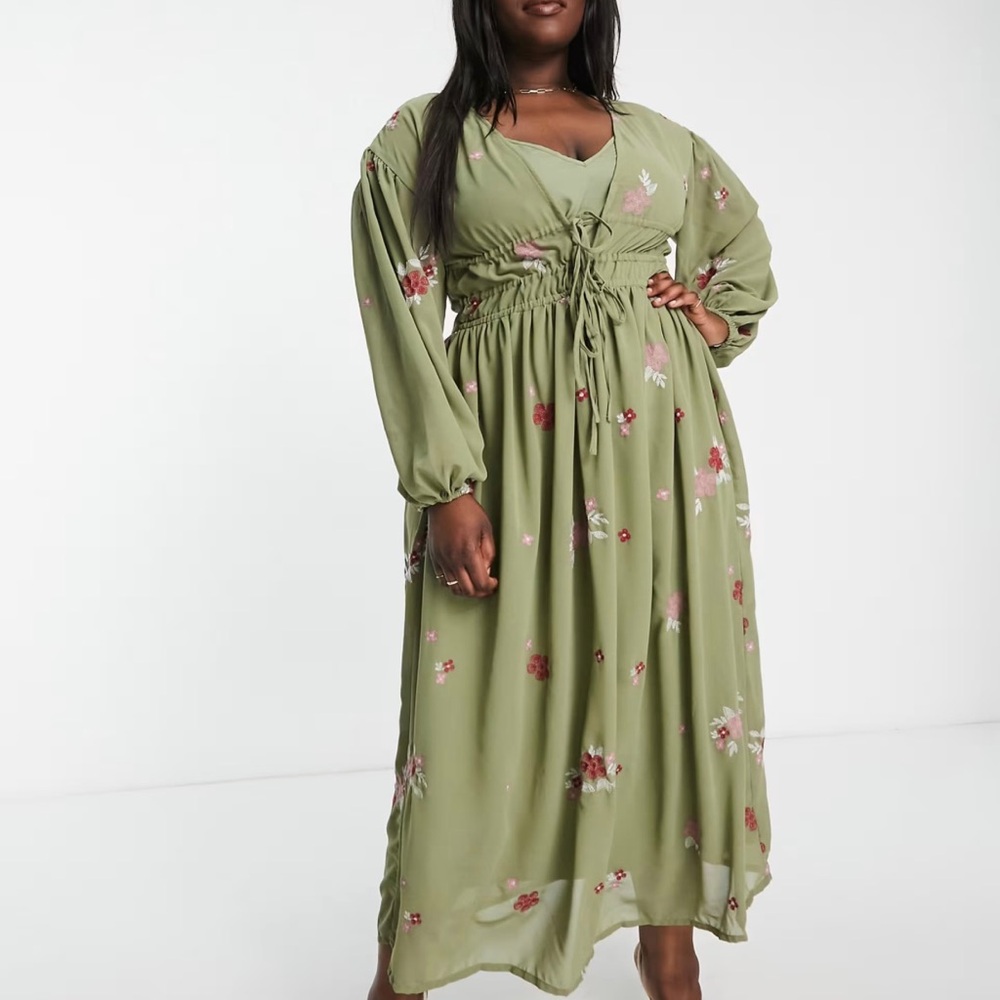 Asos Design Curve Embroidered Maxi